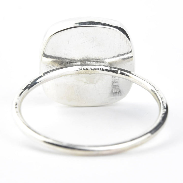 Faceted Cushion Cut Gemstone Ring in Silver