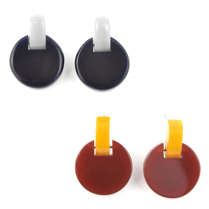 Panorama Round Link Earrings in Blue - Goldmakers Fine Jewelry