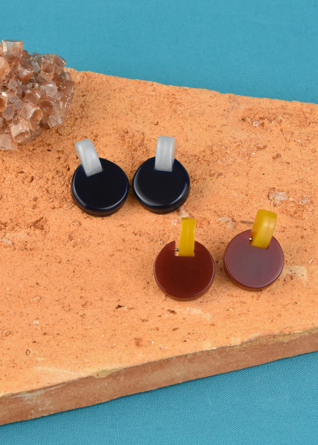 Panorama Round Link Earrings in Blue - Goldmakers Fine Jewelry