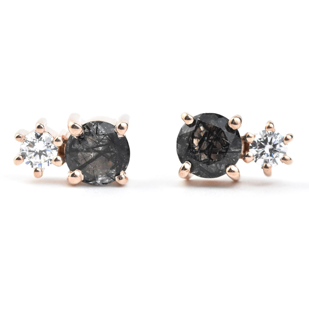 Rutilated Quartz & Cubic Zirconia Doublet Studs - Goldmakers Fine Jewelry