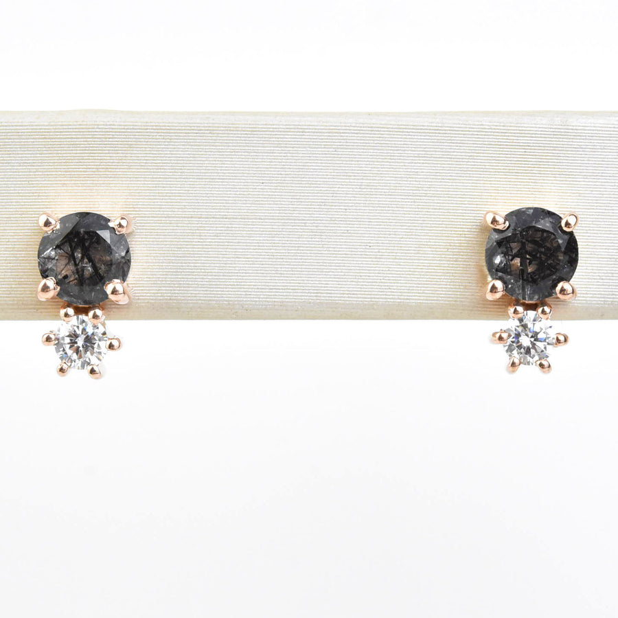 Rutilated Quartz & Cubic Zirconia Doublet Studs - Goldmakers Fine Jewelry