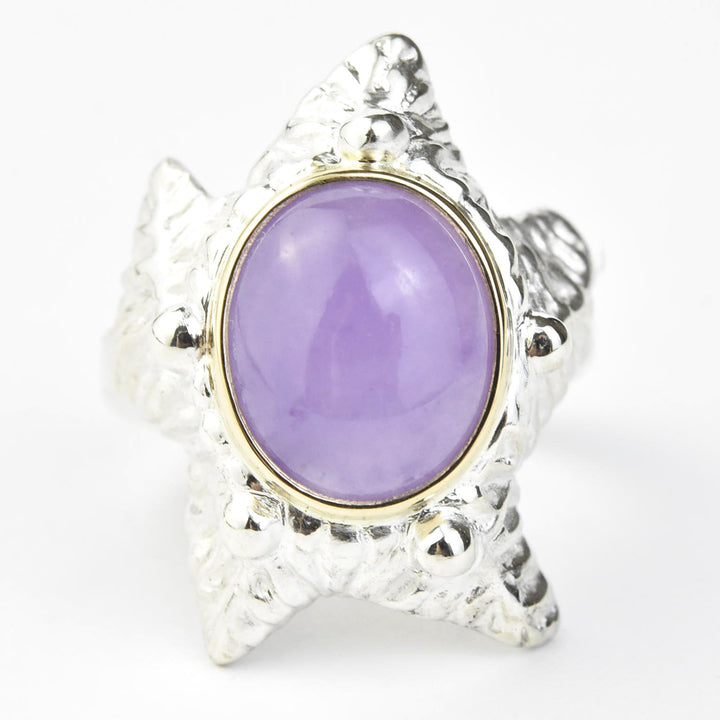 Sea Star Ring in Sterling Silver with Gold Bezel - Goldmakers Fine Jewelry