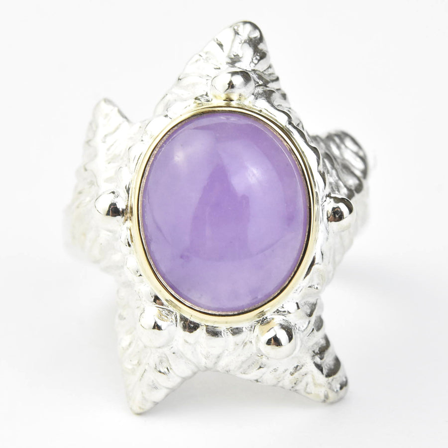 Sea Star Ring in Sterling Silver with Gold Bezel - Goldmakers Fine Jewelry