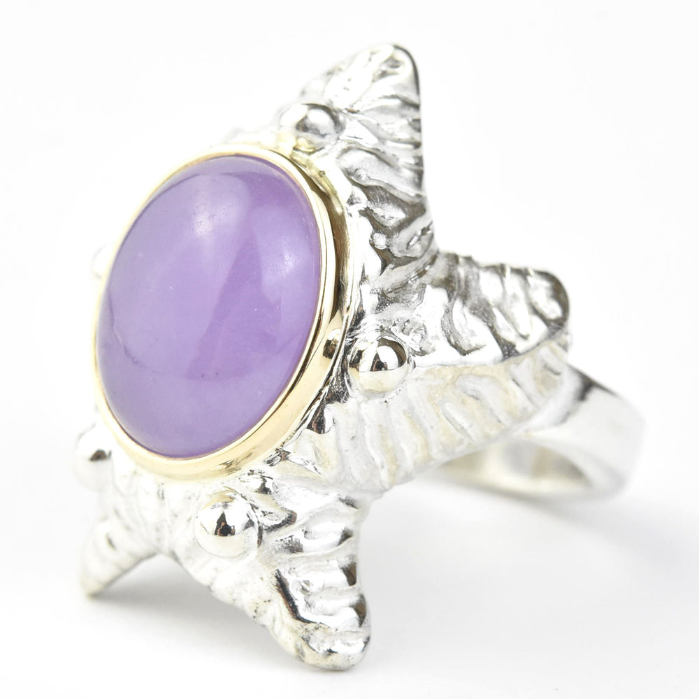 Sea Star Ring in Sterling Silver with Gold Bezel - Goldmakers Fine Jewelry