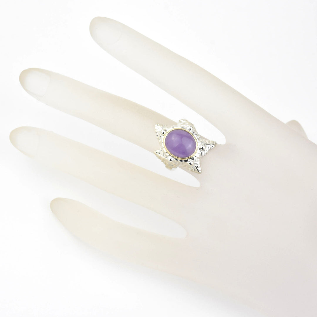 Sea Star Ring in Sterling Silver with Gold Bezel - Goldmakers Fine Jewelry