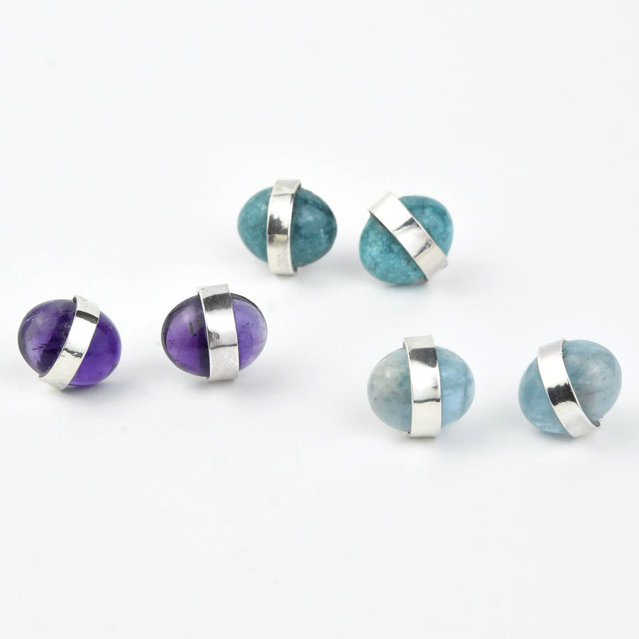 Gemstone Stud Earrings in Sterling Silver - Goldmakers Fine Jewelry