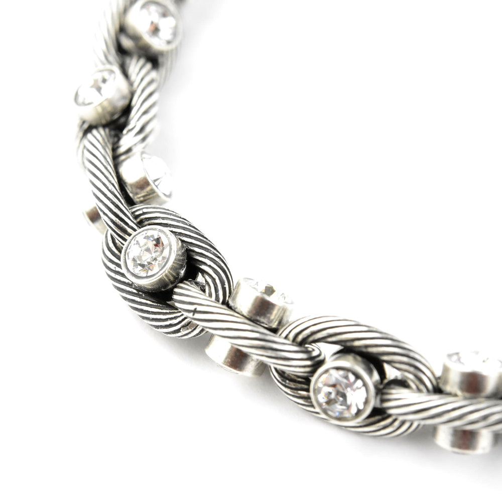 Crystal Chain Link Necklace in Silver Tone - Goldmakers Fine Jewelry