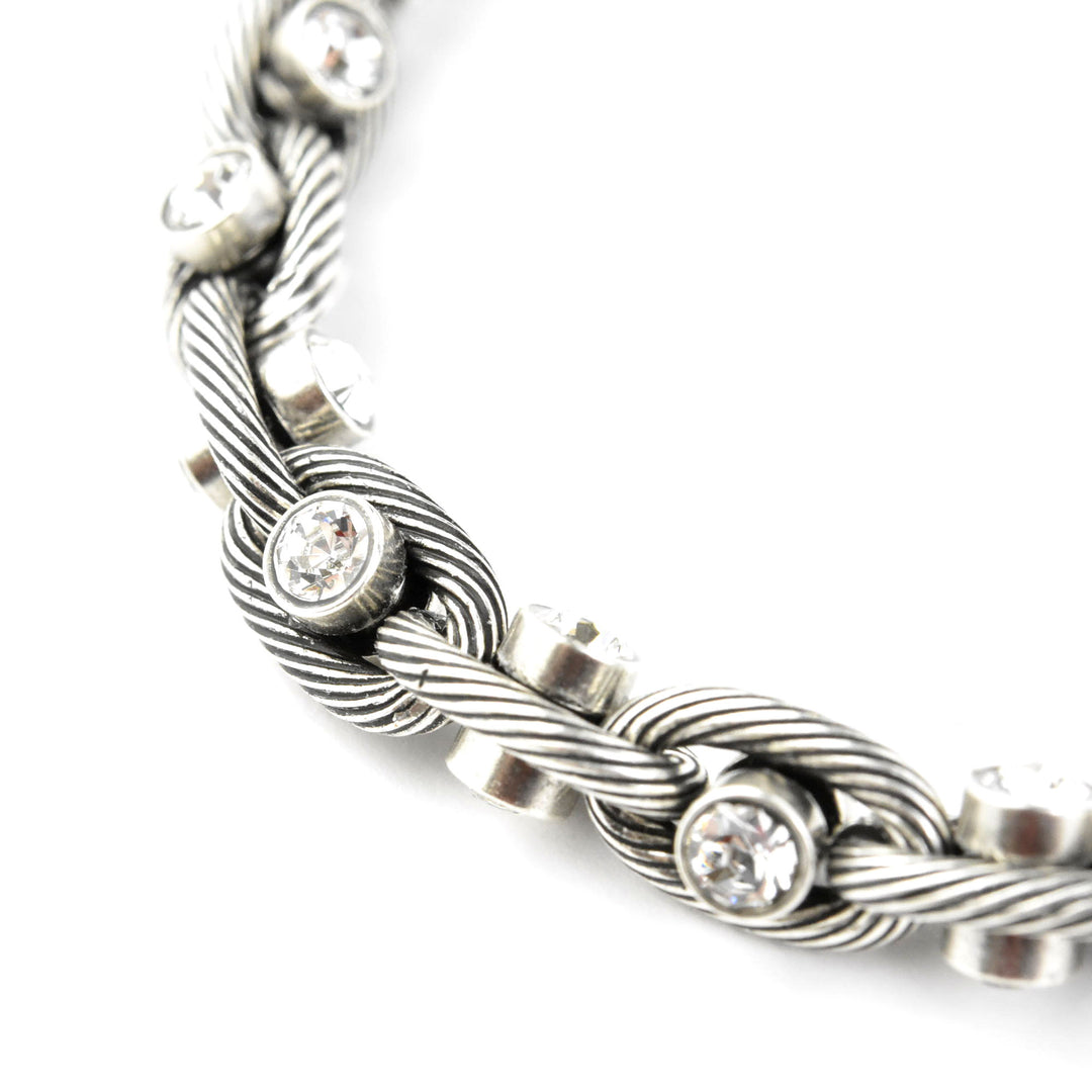Crystal Chain Link Necklace in Silver Tone - Goldmakers Fine Jewelry