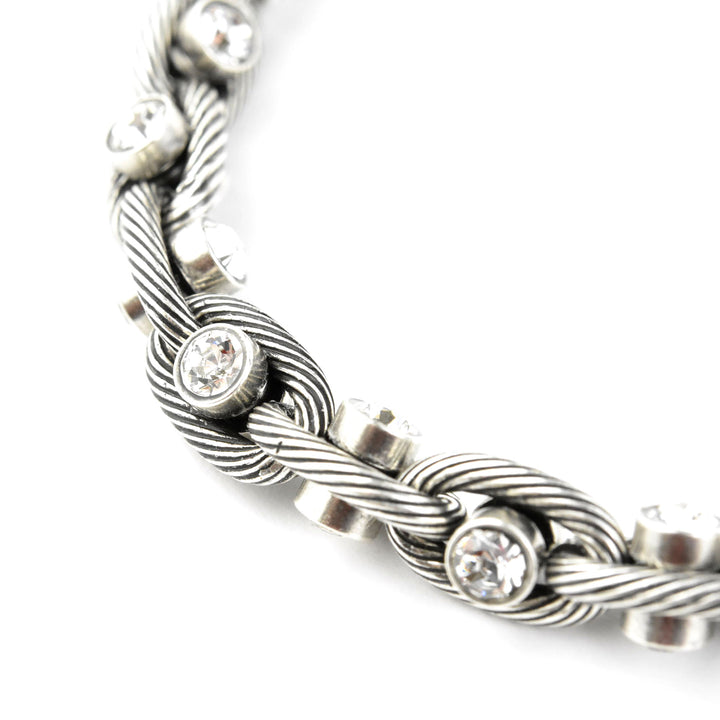 Crystal Chain Link Necklace in Silver Tone - Goldmakers Fine Jewelry