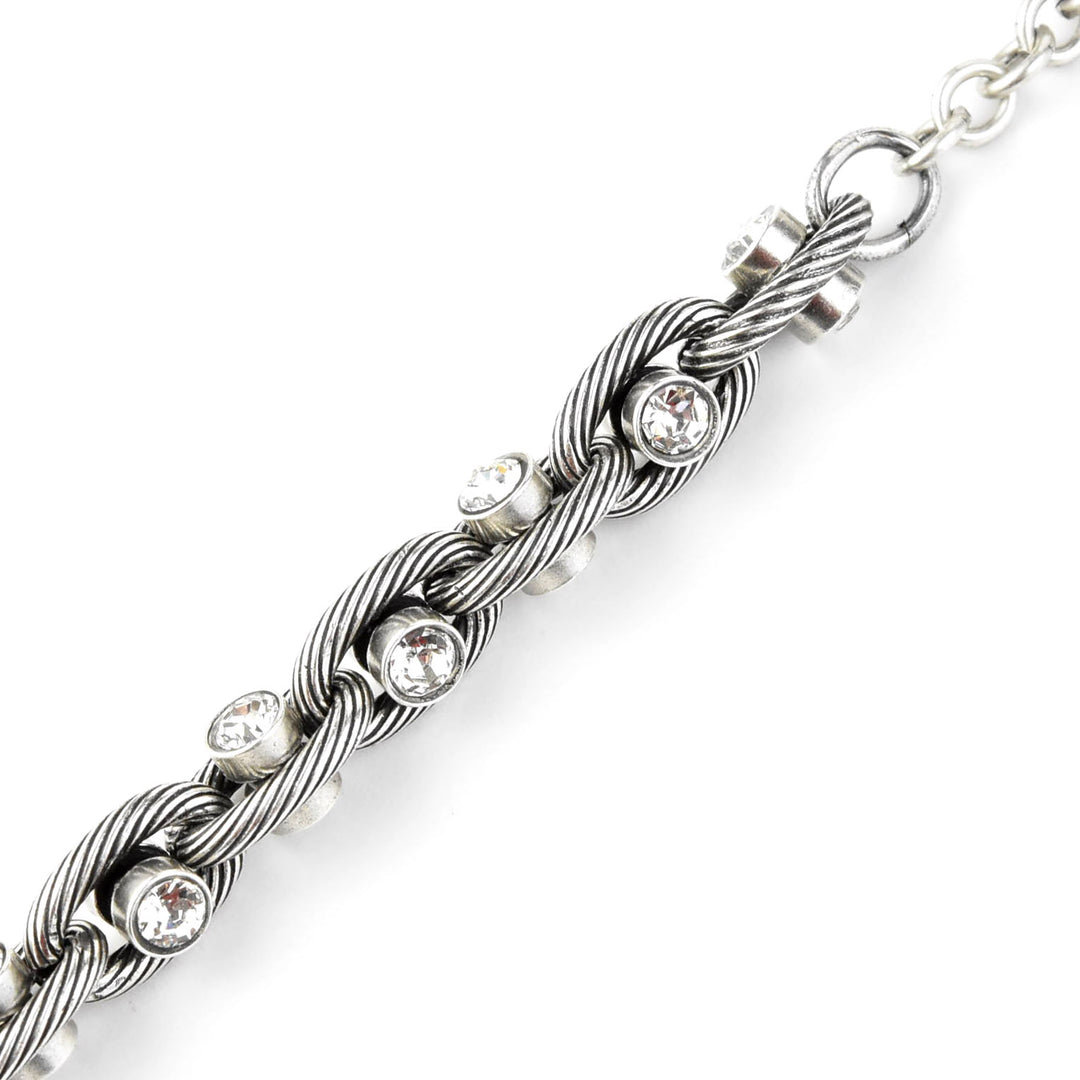 Crystal Chain Link Necklace in Silver Tone - Goldmakers Fine Jewelry