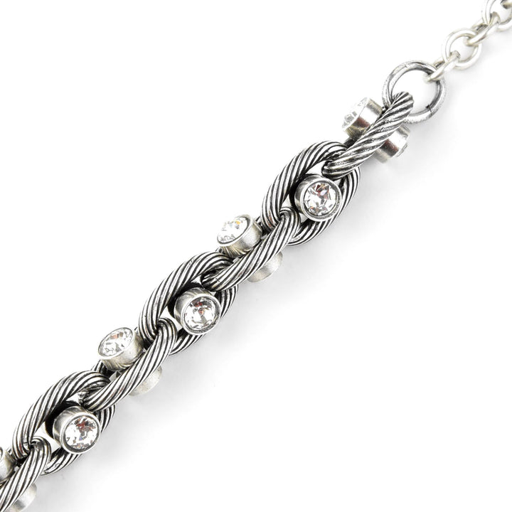 Crystal Chain Link Necklace in Silver Tone - Goldmakers Fine Jewelry