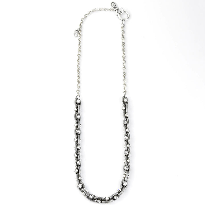 Crystal Chain Link Necklace in Silver Tone - Goldmakers Fine Jewelry