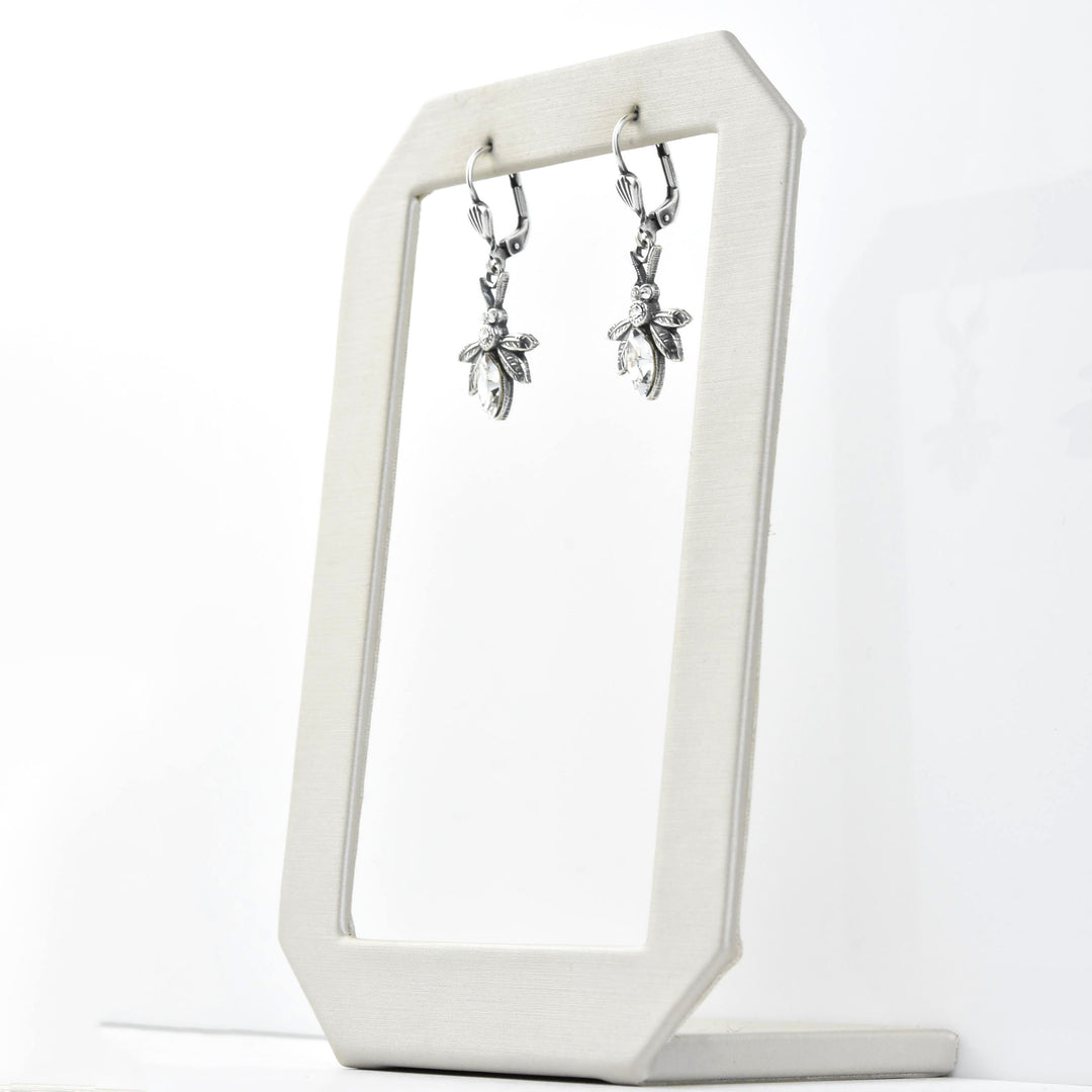 Little Silver Tone Bee Earrings - Goldmakers Fine Jewelry