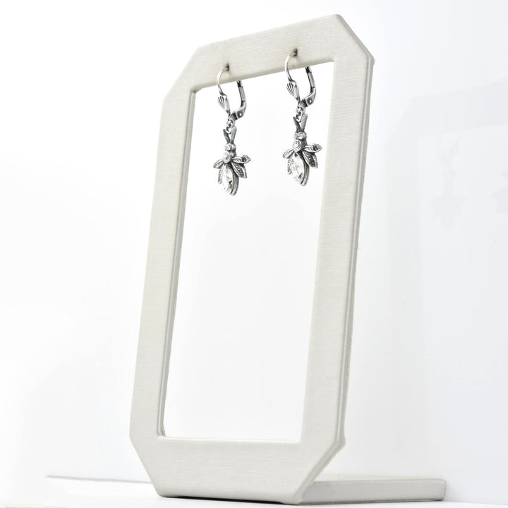 Little Silver Tone Bee Earrings - Goldmakers Fine Jewelry