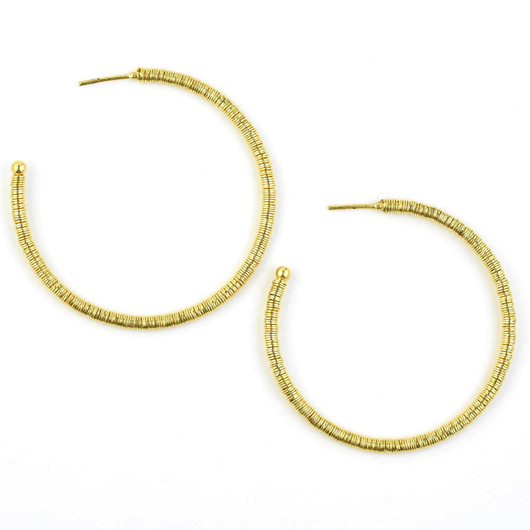 Skinny Bead Hoops Large - Goldmakers Fine Jewelry