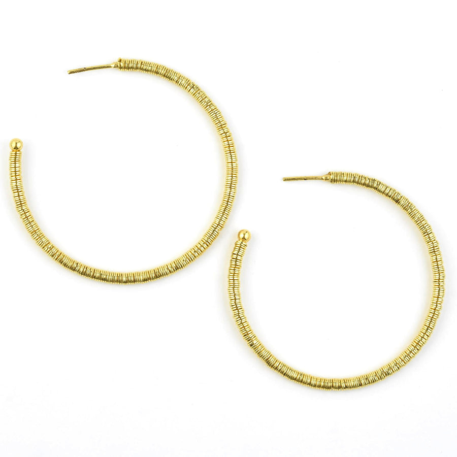 Skinny Bead Hoops Large - Goldmakers Fine Jewelry