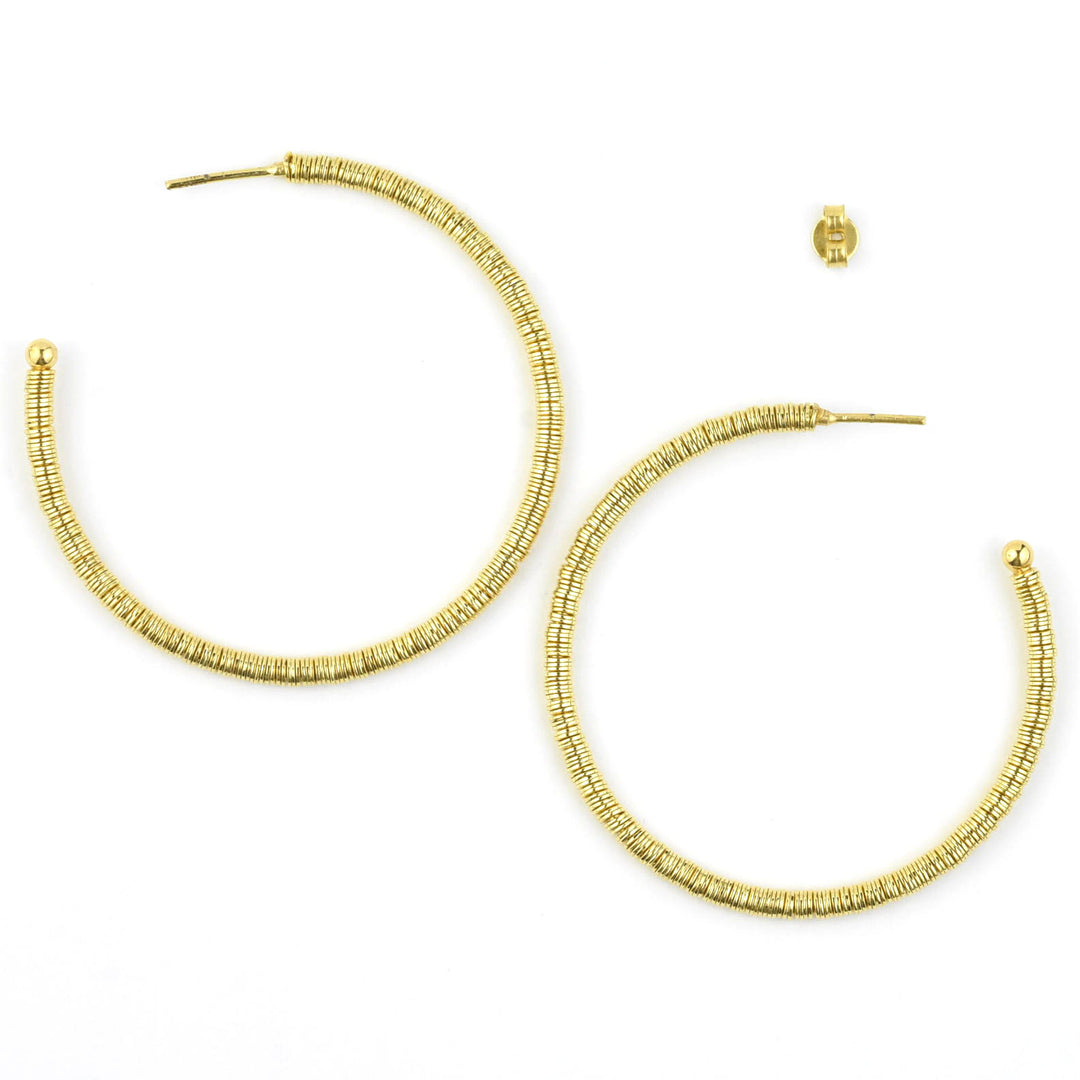 Skinny Bead Hoops Large - Goldmakers Fine Jewelry