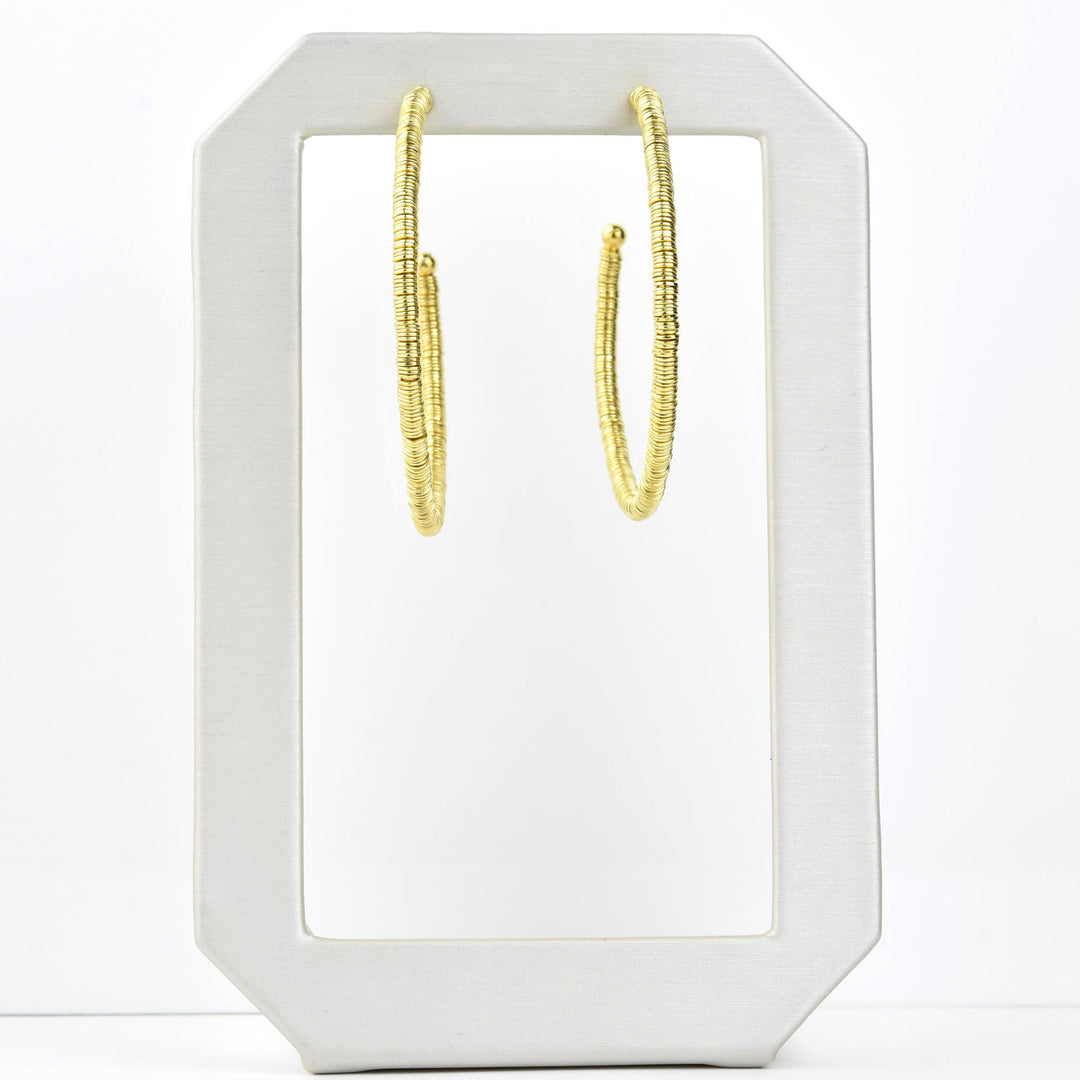 Skinny Bead Hoops Large - Goldmakers Fine Jewelry