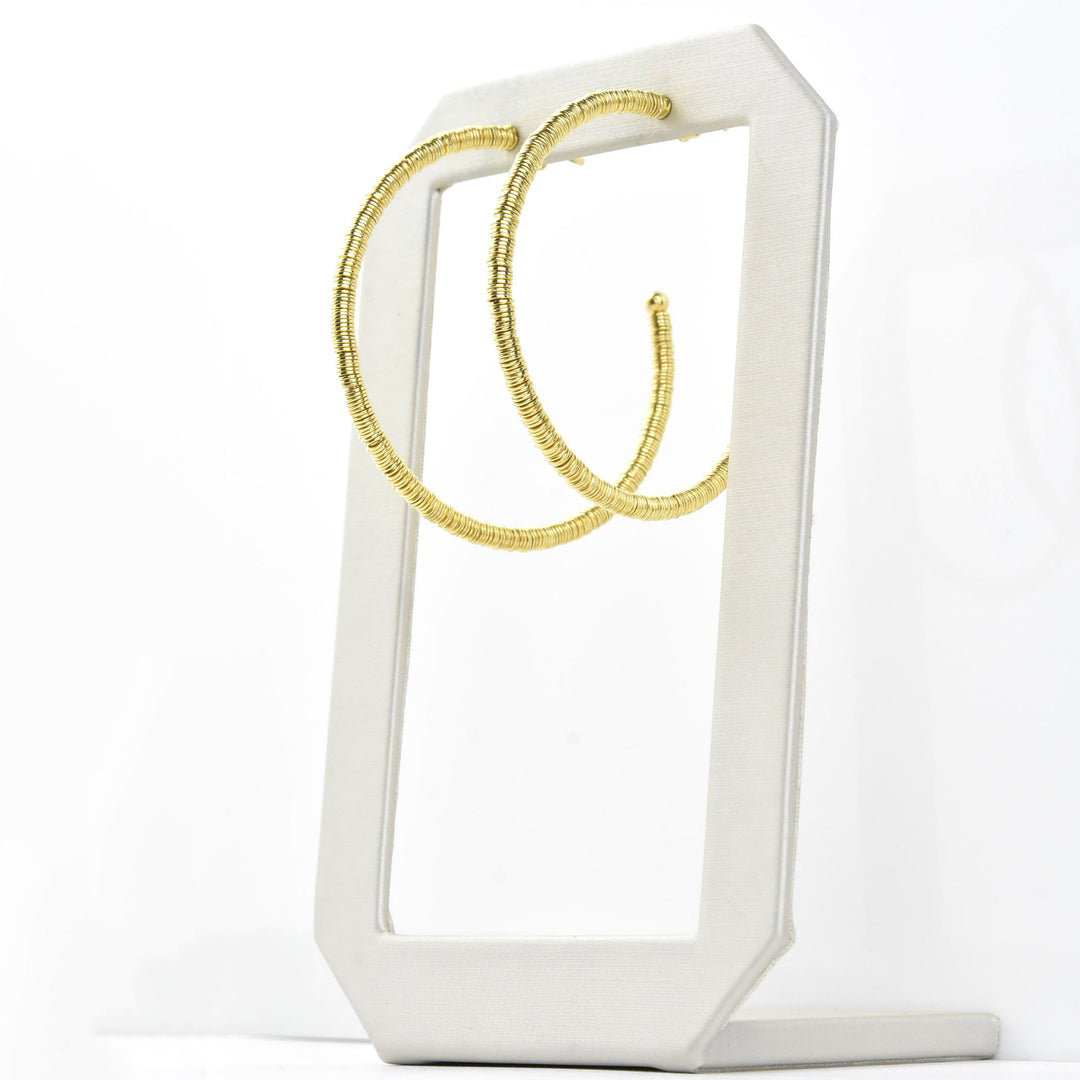 Skinny Bead Hoops Large - Goldmakers Fine Jewelry