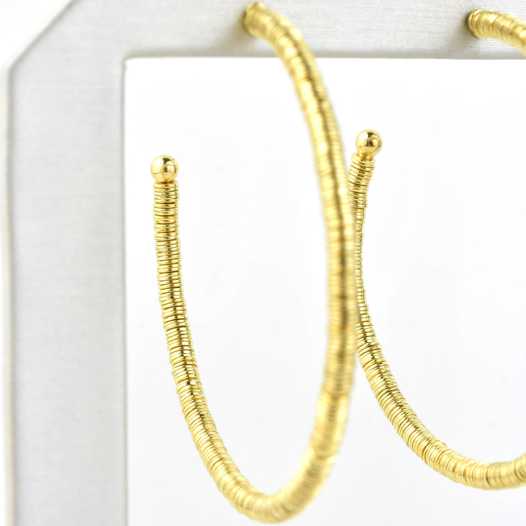 Skinny Bead Hoops Large - Goldmakers Fine Jewelry
