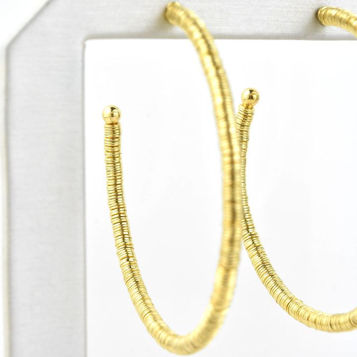 Skinny Bead Hoops Large - Goldmakers Fine Jewelry
