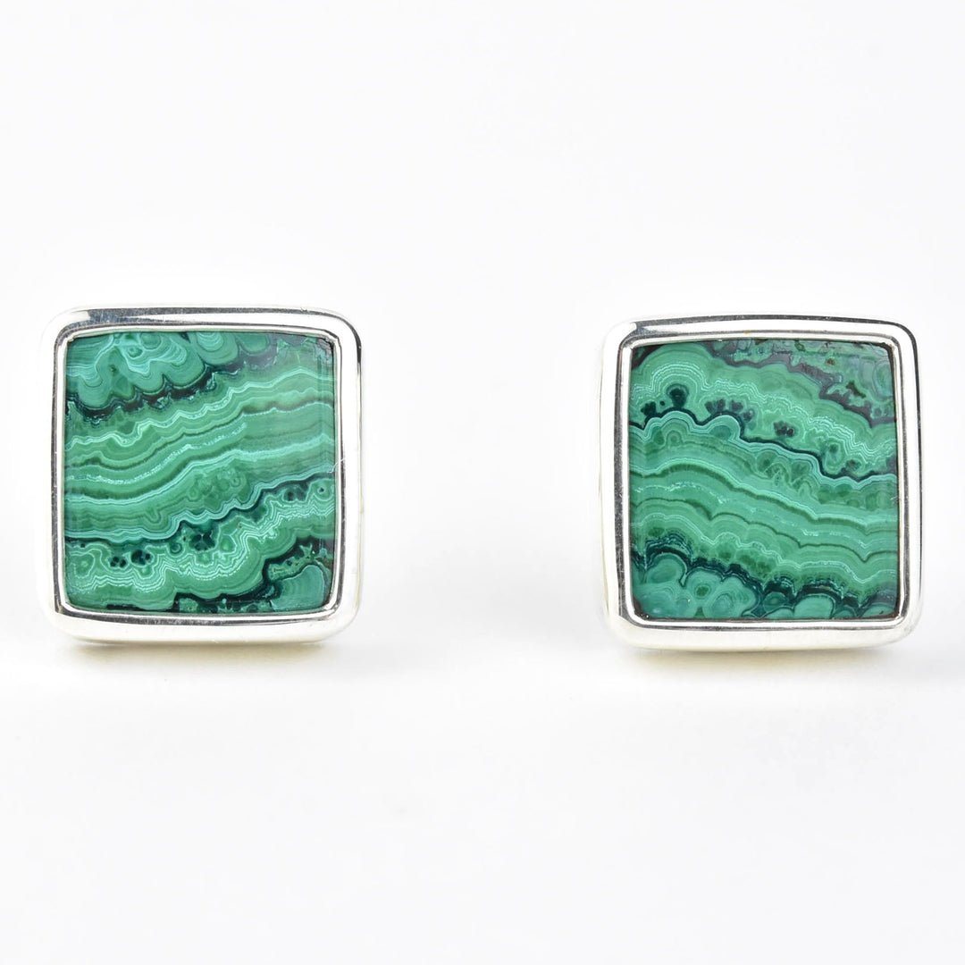 Small Square Malachite Studs - Goldmakers Fine Jewelry