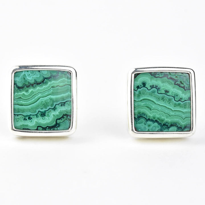 Small Square Malachite Studs - Goldmakers Fine Jewelry