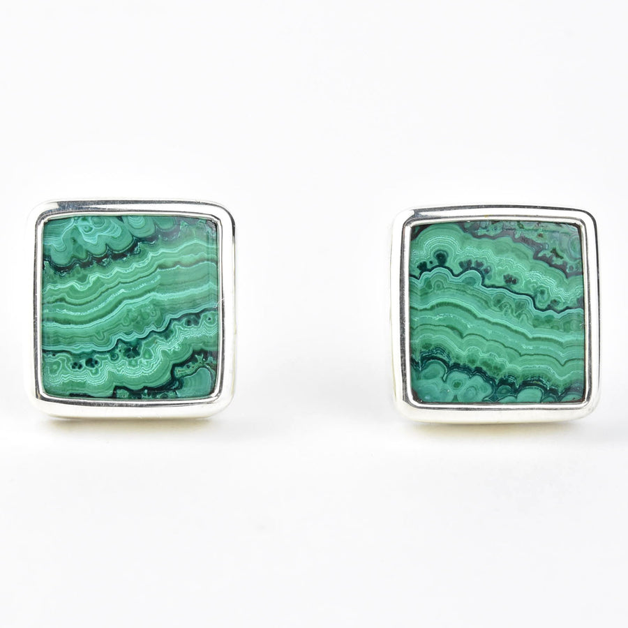 Small Square Malachite Studs - Goldmakers Fine Jewelry