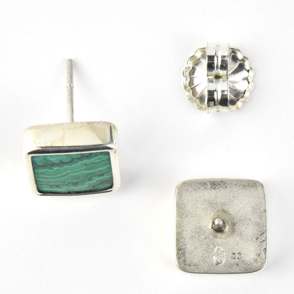 Small Square Malachite Studs - Goldmakers Fine Jewelry