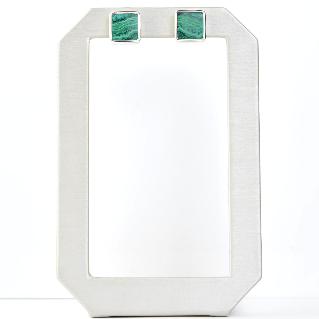 Small Square Malachite Studs - Goldmakers Fine Jewelry
