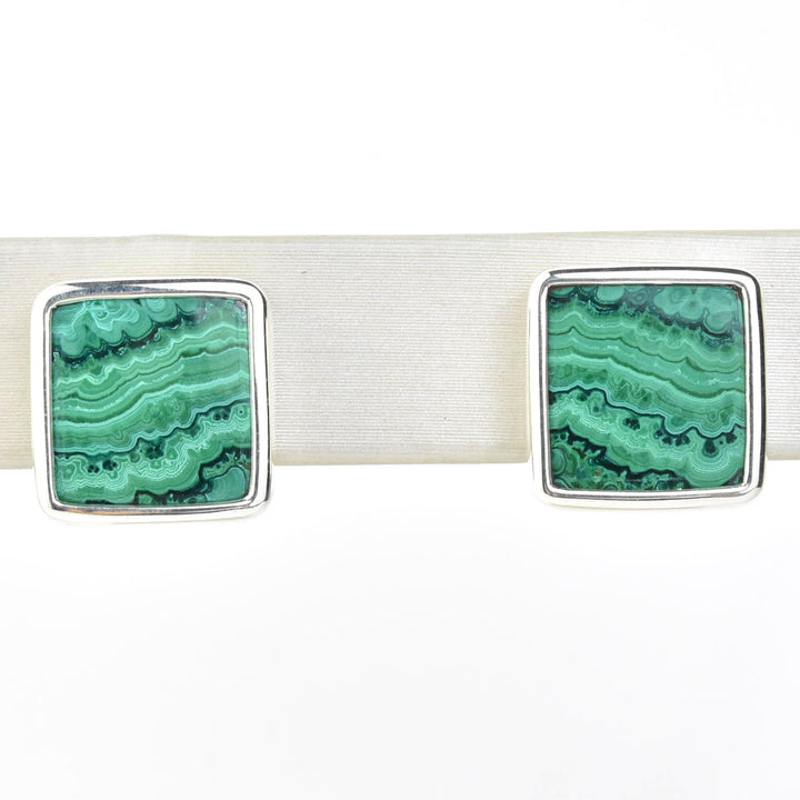 Small Square Malachite Studs - Goldmakers Fine Jewelry