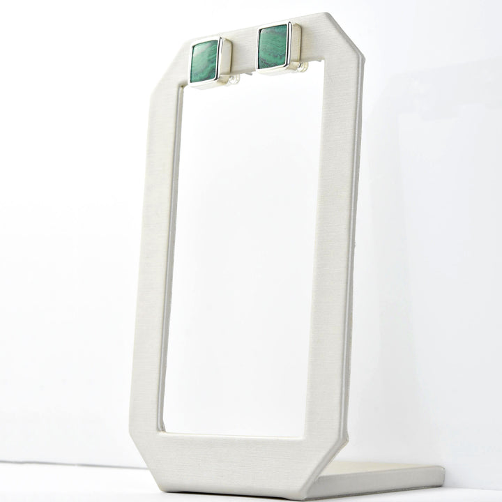 Small Square Malachite Studs - Goldmakers Fine Jewelry