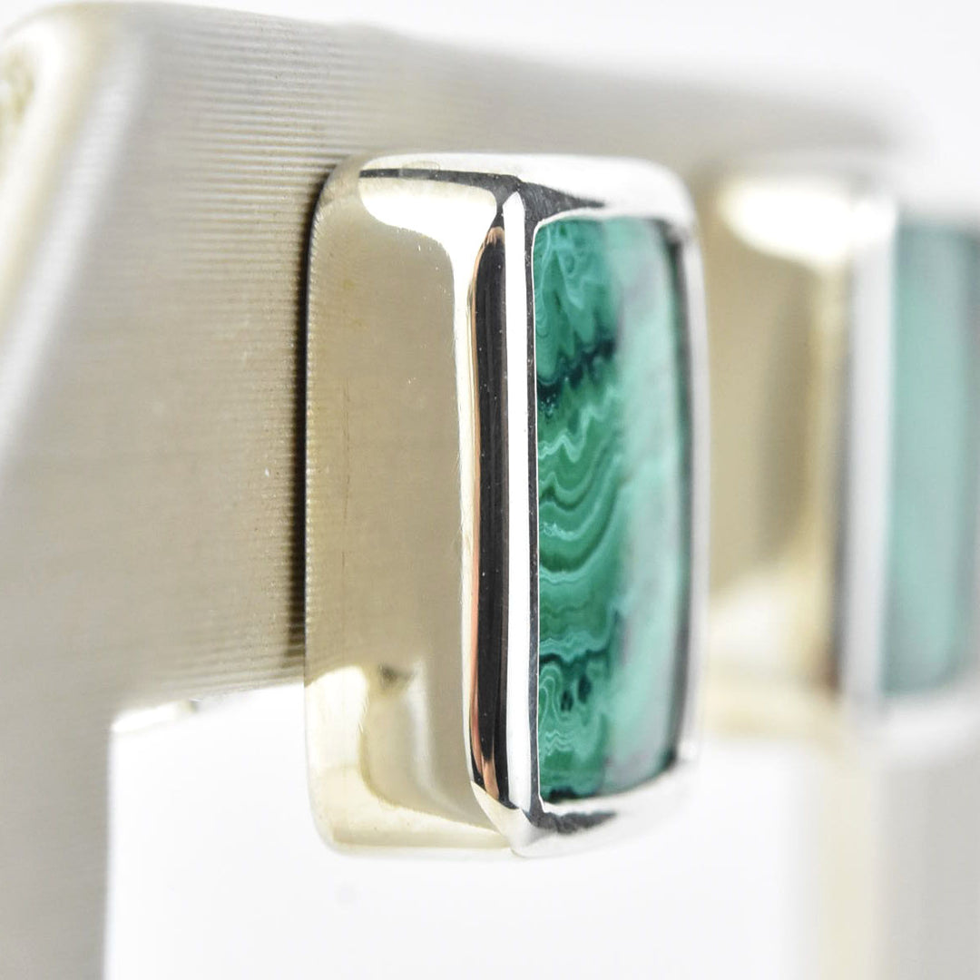 Small Square Malachite Studs - Goldmakers Fine Jewelry