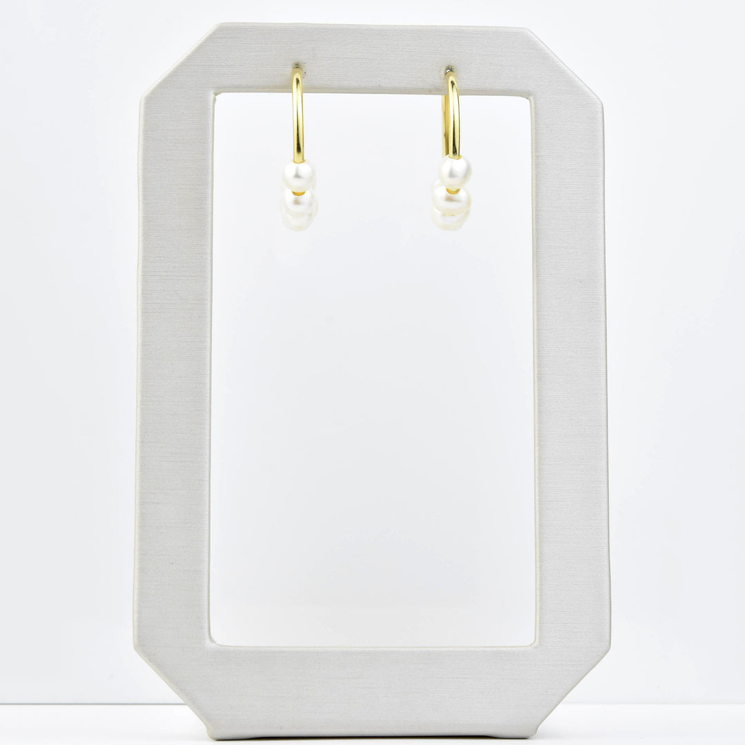 Small Pearl Hoop Earrings in Gold Tone - Goldmakers Fine Jewelry