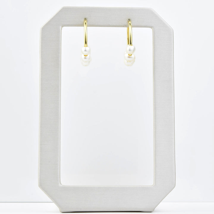 Small Pearl Hoop Earrings in Gold Tone - Goldmakers Fine Jewelry