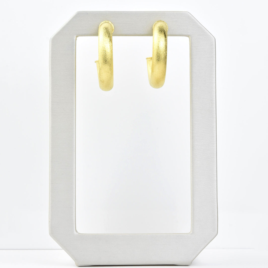 Small Round Textured Gold Tone Hoops - Goldmakers Fine Jewelry