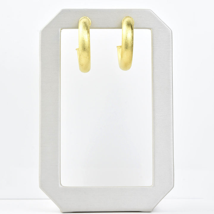 Small Round Textured Gold Tone Hoops - Goldmakers Fine Jewelry