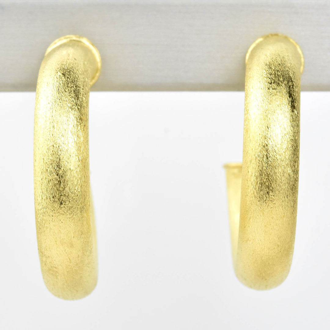 Small Round Textured Gold Tone Hoops - Goldmakers Fine Jewelry