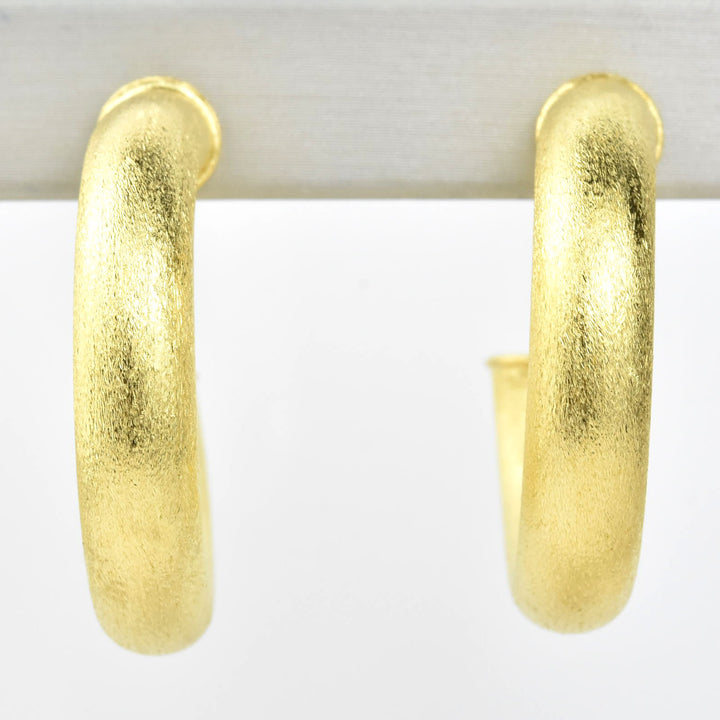 Small Round Textured Gold Tone Hoops - Goldmakers Fine Jewelry
