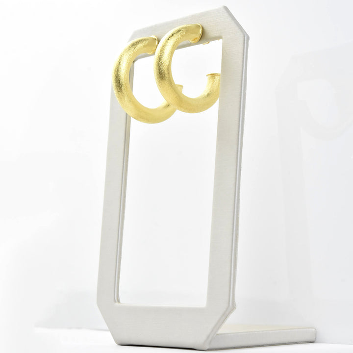 Small Round Textured Gold Tone Hoops - Goldmakers Fine Jewelry