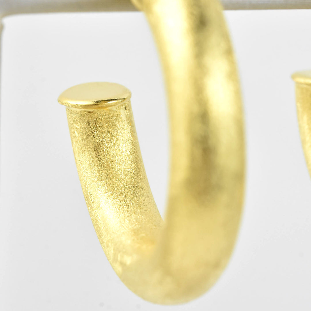 Small Round Textured Gold Tone Hoops - Goldmakers Fine Jewelry