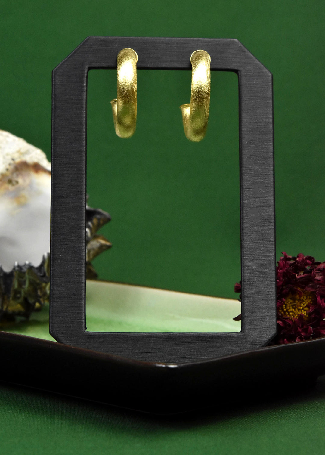 Small Round Textured Gold Tone Hoops - Goldmakers Fine Jewelry