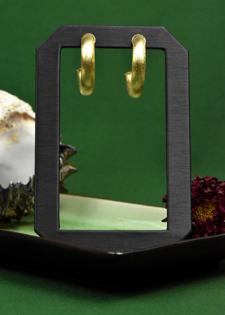 Small Round Textured Gold Tone Hoops - Goldmakers Fine Jewelry