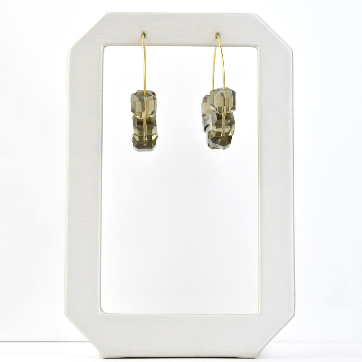 Smokey Quartz Glass Bead Hoops - Goldmakers Fine Jewelry