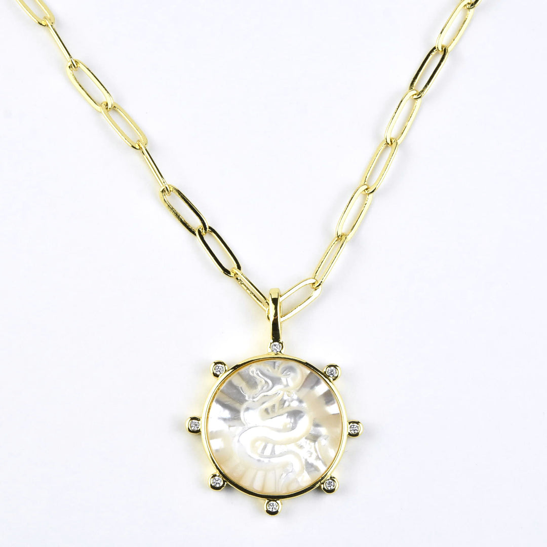 Mother of Pearl Snake Necklace - Goldmakers Fine Jewelry