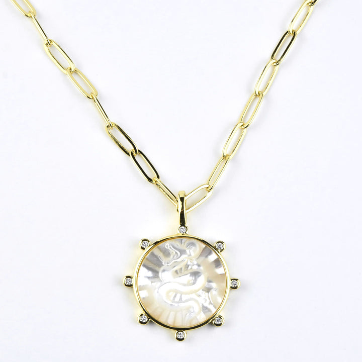 Mother of Pearl Snake Necklace - Goldmakers Fine Jewelry