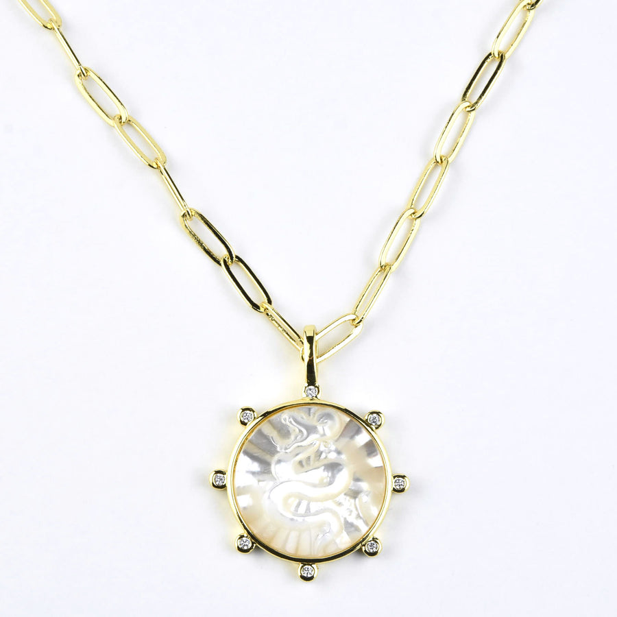 Mother of Pearl Snake Necklace - Goldmakers Fine Jewelry