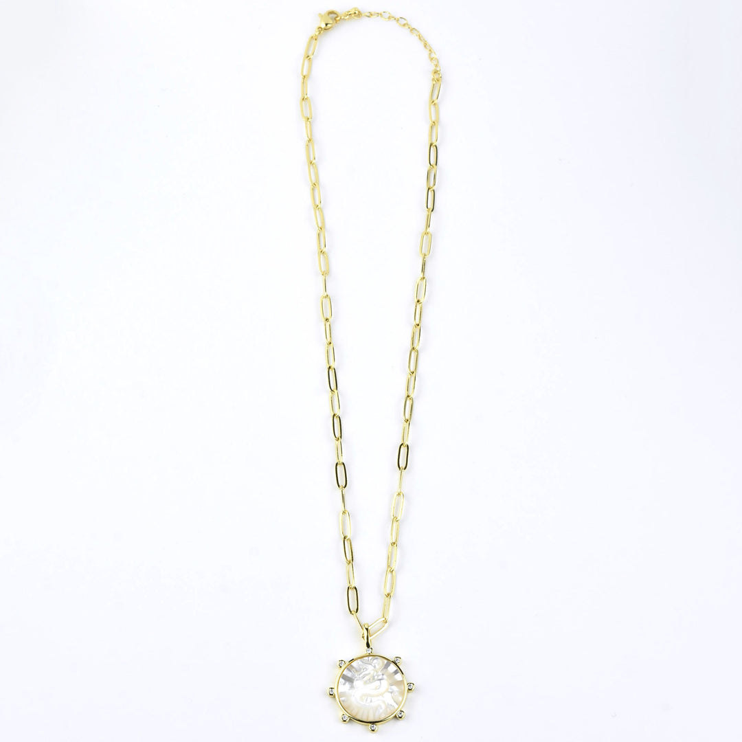 Mother of Pearl Snake Necklace - Goldmakers Fine Jewelry