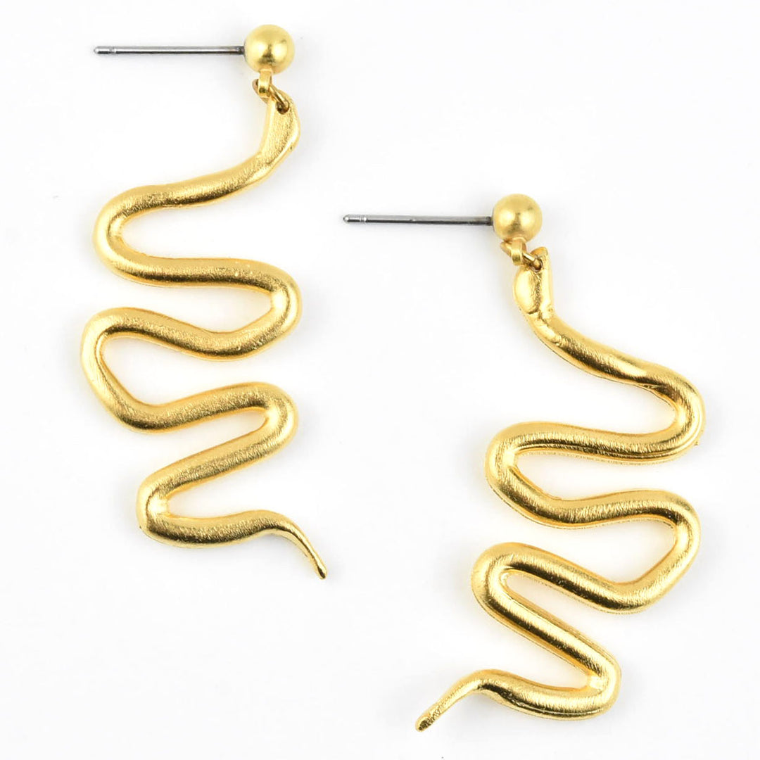Matte Wavy Serpent Earrings - Goldmakers Fine Jewelry