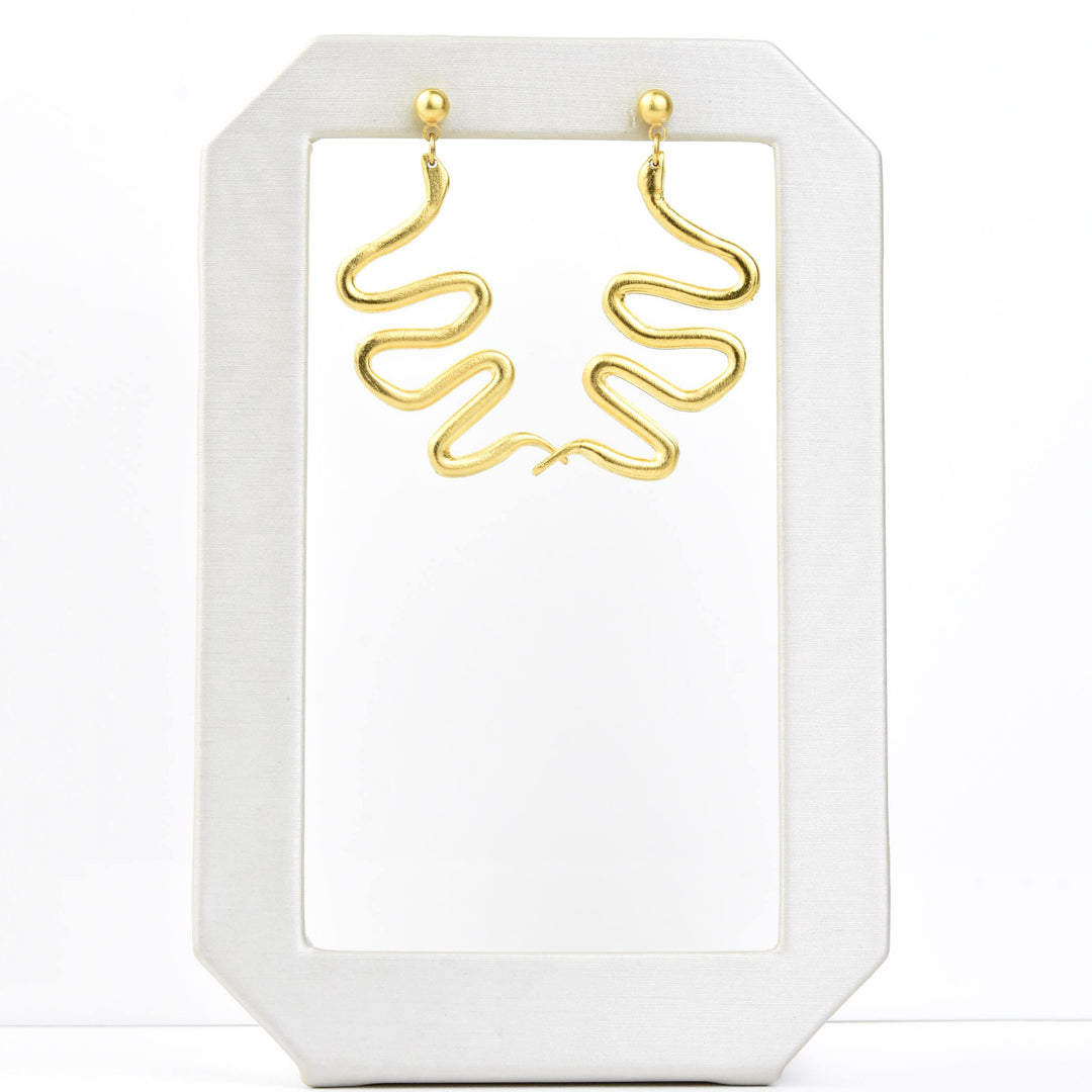 Matte Wavy Serpent Earrings - Goldmakers Fine Jewelry